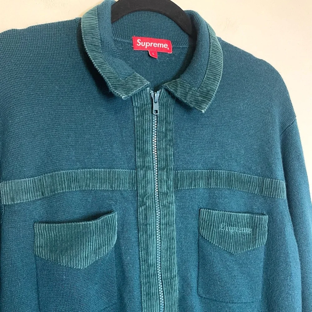Supreme Corduroy Detailed Zip Sweater - Picture 4 of 10